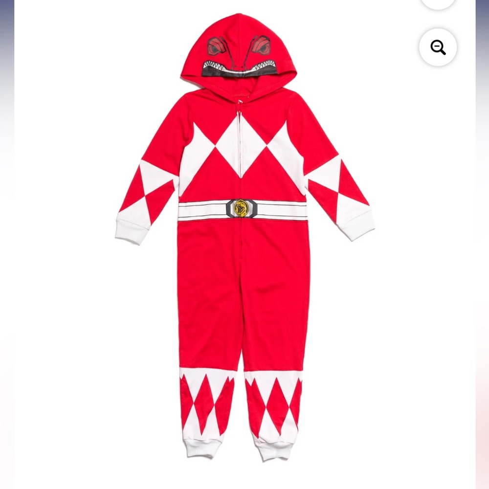 Size 6 RED Power Rangers Boys Zip Up Halloween long sleeve costume-one piece